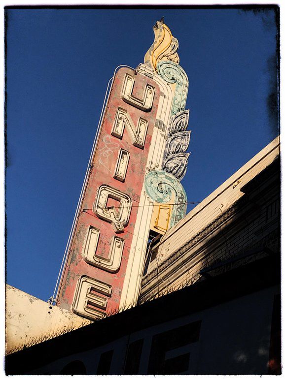 Where is this old theater sign located?